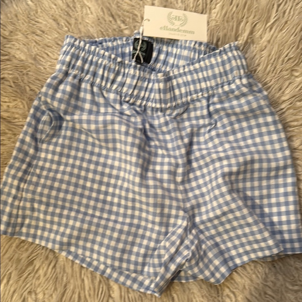 Ell and Emm High Waist Blue and White Gingham Shorts